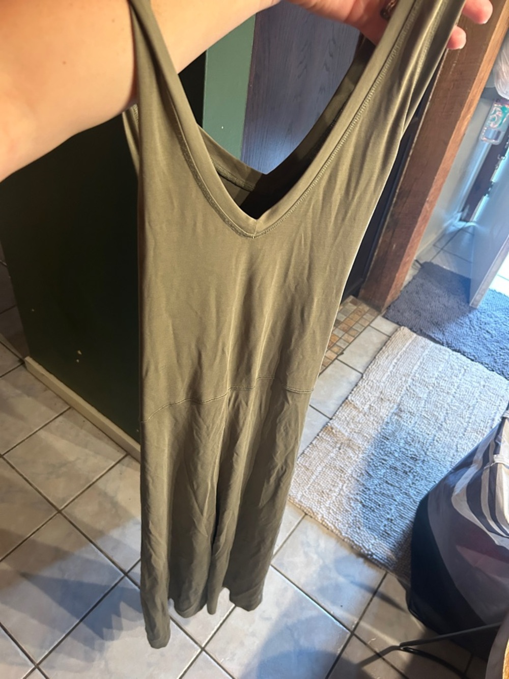 Olive Green V-Neck Tank jump suit